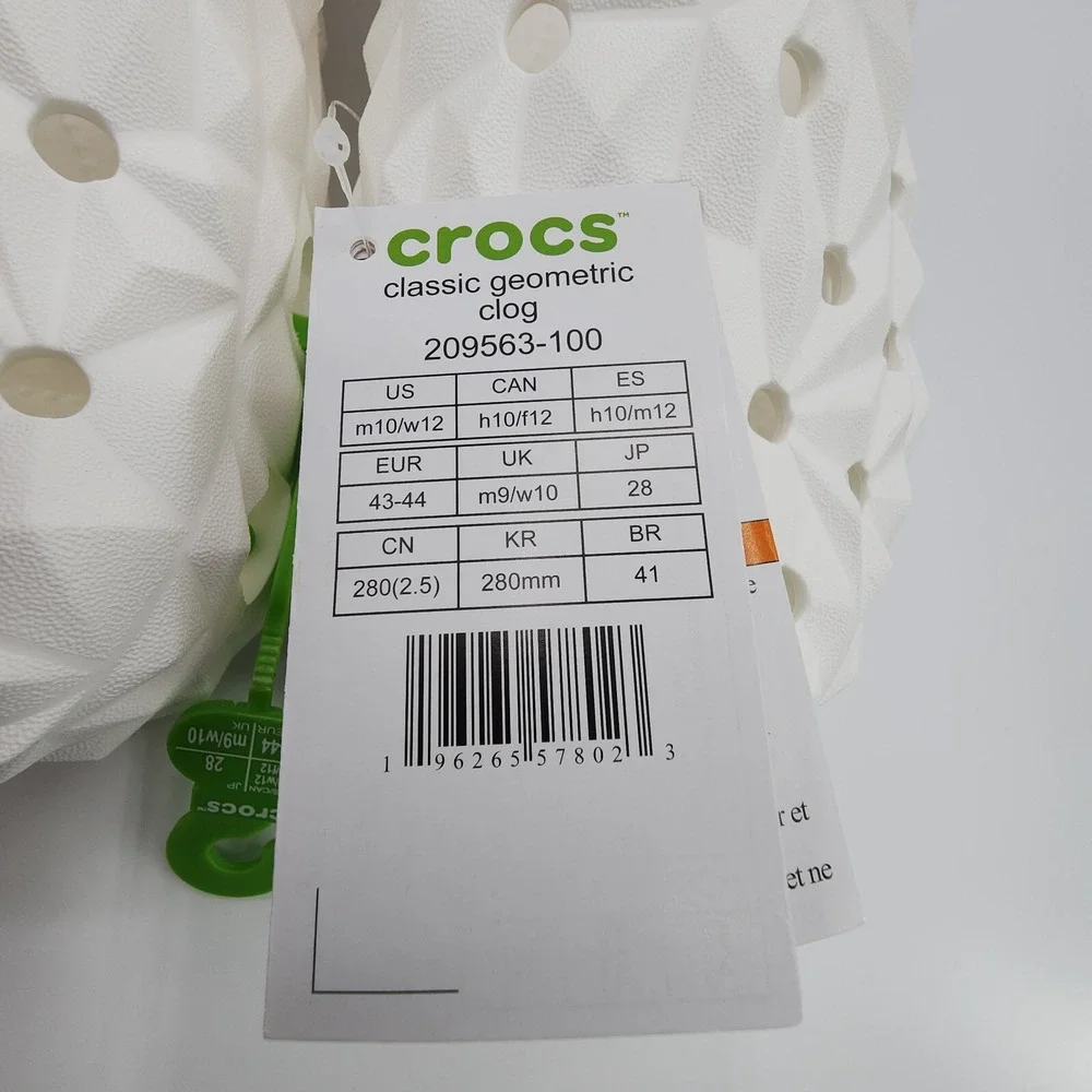 Crocs Classic‎ Geometric Clog Slides Sandal 209563-100 White Men's Size 10 NEW